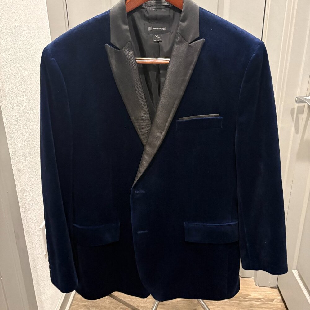 INC Size XL Blue Velvet Blazer